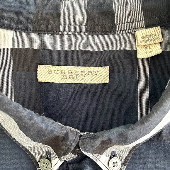 Burberry Brit Check Print Button Down Shirt in Ink Blue Size XL - Picture 5 of 10